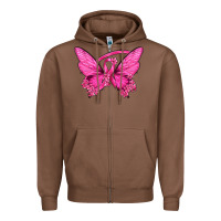 Chestnut Breast Cancer Butterfly Zipper Hoodie - texasbilliewilder