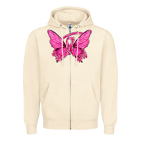 Sandshell Breast Cancer Butterfly Zipper Hoodie - texasbilliewilder