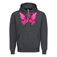Smoke Breast Cancer Butterfly Zipper Hoodie - texasbilliewilder