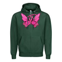 Sports Green Breast Cancer Butterfly Zipper Hoodie - texasbilliewilder