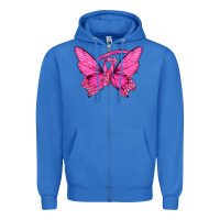 True Royal Breast Cancer Butterfly Zipper Hoodie - texasbilliewilder