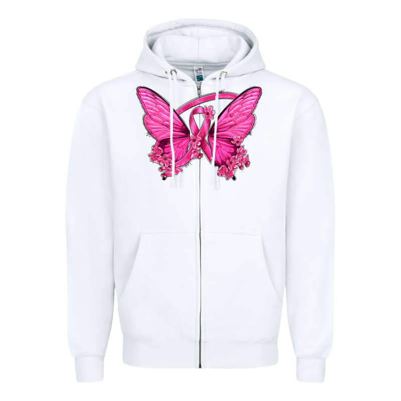 Breast Cancer Butterfly Zipper Hoodie by texasbilliewilder | Teevron
