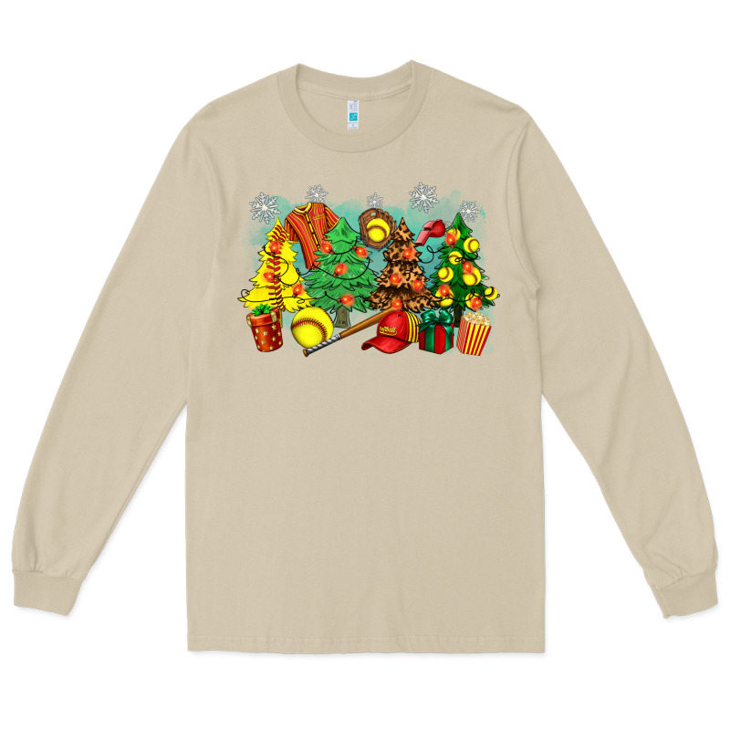 Christmas Trees With Softball Long Sleeve Tee by Zillion Design Studio | Teevron
