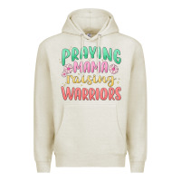 Oatmeal Heather prying mama raising warriors malia Premium Hoodie - MaliasSmallBusiness
