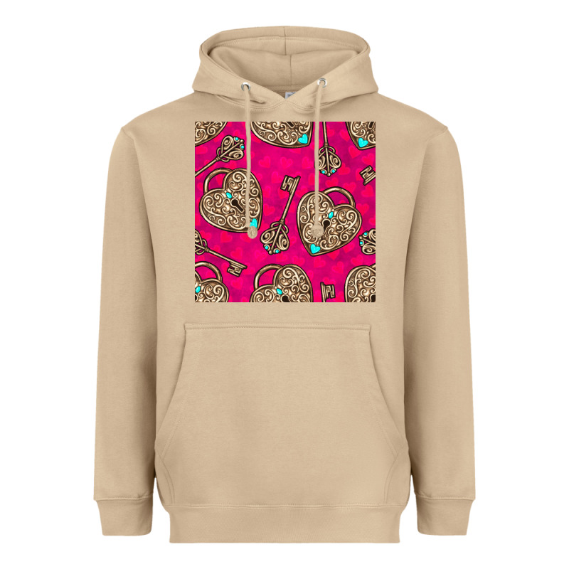 Valentines Day Lock And Key Seamless Pattern Heavyweight Hoodie by BundleAndBundleShop | Teevron