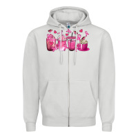 Dove Grey Breast Cancer Coffee Cups Zipper Hoodie - texasbilliewilder