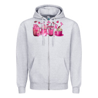 Heather Grey Breast Cancer Coffee Cups Zipper Hoodie - texasbilliewilder
