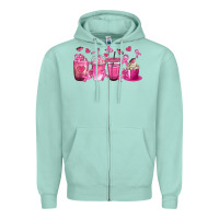 Seafoam Breast Cancer Coffee Cups Zipper Hoodie - texasbilliewilder