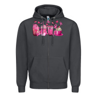 Smoke Breast Cancer Coffee Cups Zipper Hoodie - texasbilliewilder