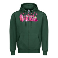 Sports Green Breast Cancer Coffee Cups Zipper Hoodie - texasbilliewilder