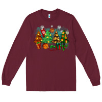Burgundy christmas trees with basketball Long Sleeve Tee - Zillion Design Studio