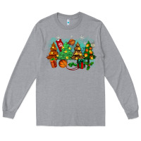 Heather Grey christmas trees with basketball Long Sleeve Tee - Zillion Design Studio