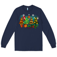 Navy christmas trees with basketball Long Sleeve Tee - Zillion Design Studio