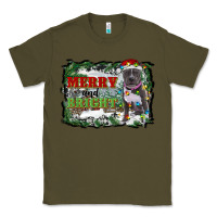 Army Green merry and bright pitbull with farm Classic Tee - RanaPortraitStore