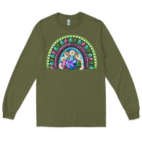 Army Green easter rainbow Long Sleeve Tee - RanaPortraitStore