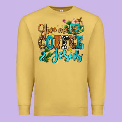 Gıve Me Coffee And Jesus Premium Sweatshirt Designed By Adodesignshop