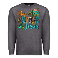 Charcoal Heather gıve me coffee and jesus Premium Sweatshirt - AdoDesignShop