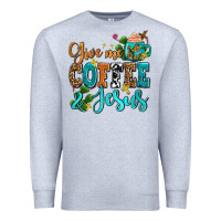 Heather Grey gıve me coffee and jesus Premium Sweatshirt - AdoDesignShop
