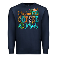 Navy gıve me coffee and jesus Premium Sweatshirt - AdoDesignShop