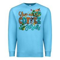 Ocean Blue gıve me coffee and jesus Premium Sweatshirt - AdoDesignShop