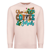 Pale Pink gıve me coffee and jesus Premium Sweatshirt - AdoDesignShop