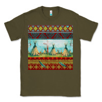 Army Green teepe tent dreamcatcher totem pole seamless patter Classic Tee - FaDigitalArtStudio