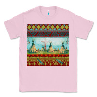 Bubblegum Pink teepe tent dreamcatcher totem pole seamless patter Classic Tee - FaDigitalArtStudio