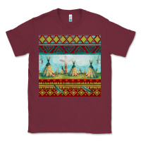 Burgundy teepe tent dreamcatcher totem pole seamless patter Classic Tee - FaDigitalArtStudio