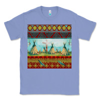 Colony Blue teepe tent dreamcatcher totem pole seamless patter Classic Tee - FaDigitalArtStudio
