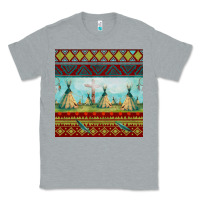 Heather Grey teepe tent dreamcatcher totem pole seamless patter Classic Tee - FaDigitalArtStudio