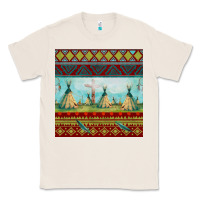 Natural teepe tent dreamcatcher totem pole seamless patter Classic Tee - FaDigitalArtStudio