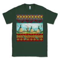 Sports Green teepe tent dreamcatcher totem pole seamless patter Classic Tee - FaDigitalArtStudio