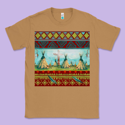 Teepe Tent Dreamcatcher Totem Pole Seamless Patter Classic Tee Designed By Fadigitalartstudio