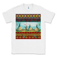 White teepe tent dreamcatcher totem pole seamless patter Classic Tee - FaDigitalArtStudio