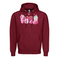 Burgundy breast cancer coffee cups Zipper Hoodie - Zillion Design Studio