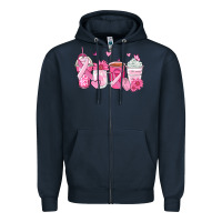 Navy breast cancer coffee cups Zipper Hoodie - Zillion Design Studio