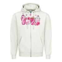 Oatmeal Heather breast cancer coffee cups Zipper Hoodie - Zillion Design Studio