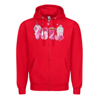 Red breast cancer coffee cups Zipper Hoodie - Zillion Design Studio