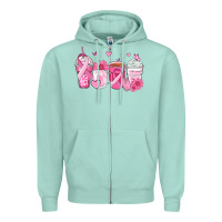 Seafoam breast cancer coffee cups Zipper Hoodie - Zillion Design Studio