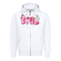 White breast cancer coffee cups Zipper Hoodie - Zillion Design Studio