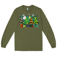 Army Green christmas trees with tennis Long Sleeve Tee - Zillion Design Studio