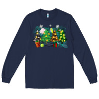 Navy christmas trees with tennis Long Sleeve Tee - Zillion Design Studio