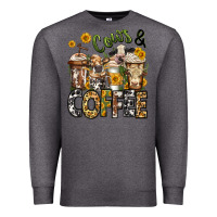 Charcoal Heather cows and coffee cups Premium Sweatshirt - Jasminsmagicworld