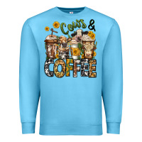 Ocean Blue cows and coffee cups Premium Sweatshirt - Jasminsmagicworld