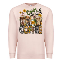 Pale Pink cows and coffee cups Premium Sweatshirt - Jasminsmagicworld