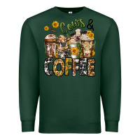 Sports Green cows and coffee cups Premium Sweatshirt - Jasminsmagicworld
