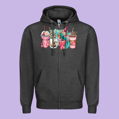 Rock Hand Coffee Cups Zipper Hoodie Designed By Zillion Design Studio