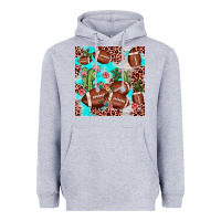Heather Grey football leopard cactus seamless pattern Heavyweight Hoodie - JahusDesignShop