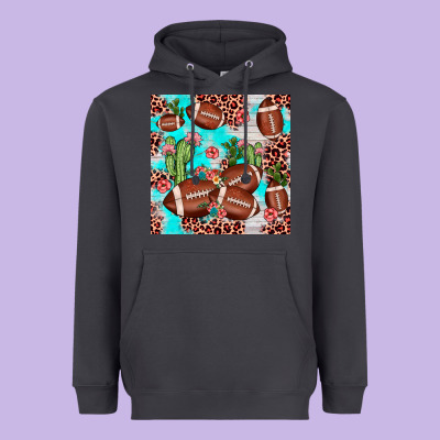 Football Leopard Cactus Seamless Pattern Heavyweight Hoodie Designed By Jahusdesignshop