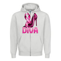 Breast Cancer Diva Ribbon And Heels Zipper Hoodie | Teevron